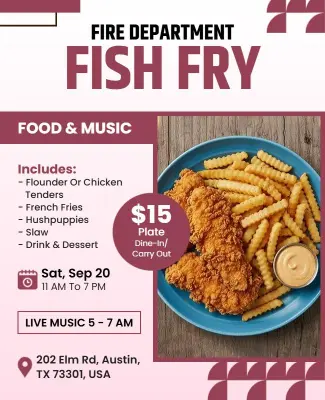 Fire Department Fish Fry Event Flyer Template