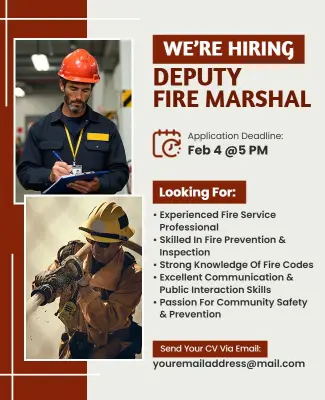 Fire Marshal Hiring Announcement Flyer Template