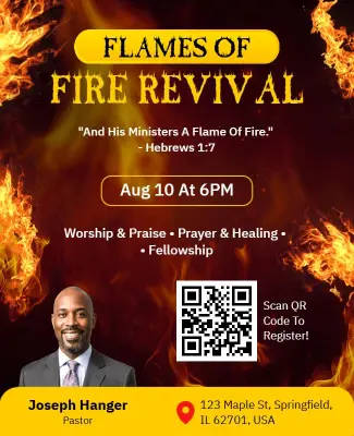 Fire Revival Worship Event Flyer Template