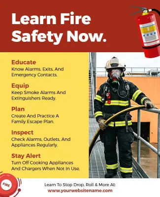 Fire Safety Awareness and Education Poster Template