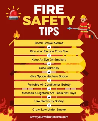 Fire Safety Tips Educational Poster Template