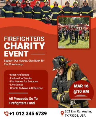 Firefighters Charity Fundraiser Event Flyer Template