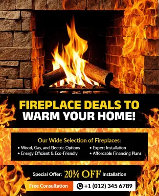 Fireplace Installation and Deals Promotion Flyer Template