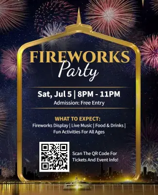 Fireworks Night Celebration Party Flyer Template
