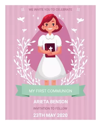 First Communion Celebration Invitation Flyer Template