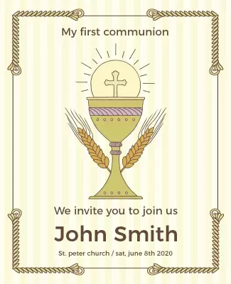 Charming Pastel First Communion Invitation Flyer Template