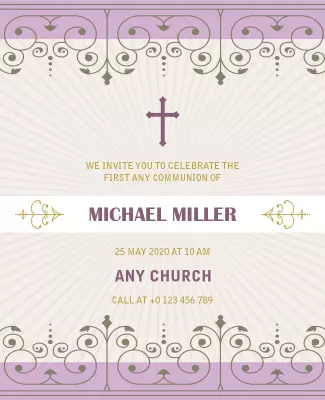 First Communion Church Invitation Flyer Template