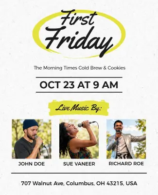 First Friday Live Music Event Poster Template