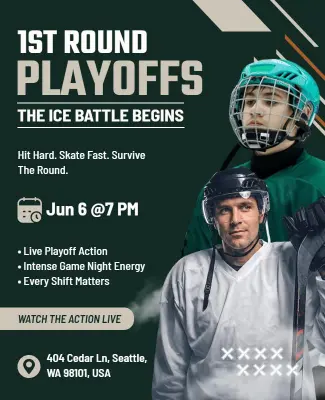 First Round Ice Hockey Playoffs Flyer Template