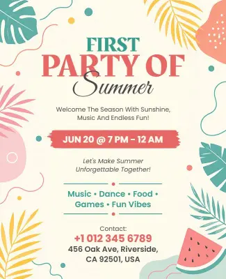 First Summer Party Announcement Flyer Template
