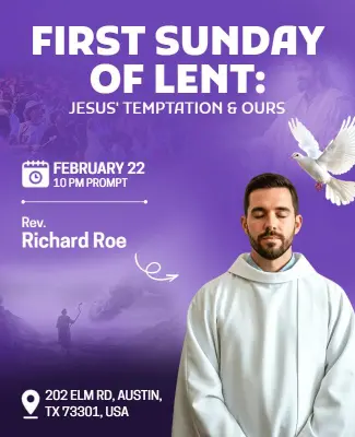 First Sunday of Lent Church Service Flyer Template