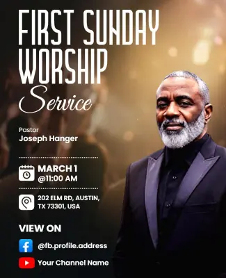 First Sunday Worship Service Announcement Flyer Template