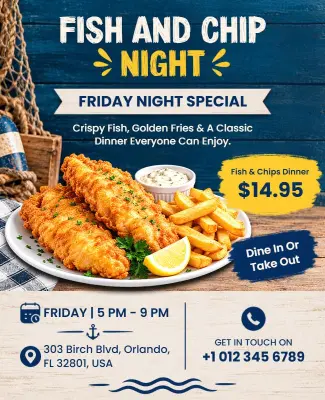 Fish and Chips Night Event Flyer Template