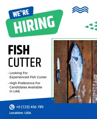 Fish Cutter Job Hiring Announcement Flyer Template