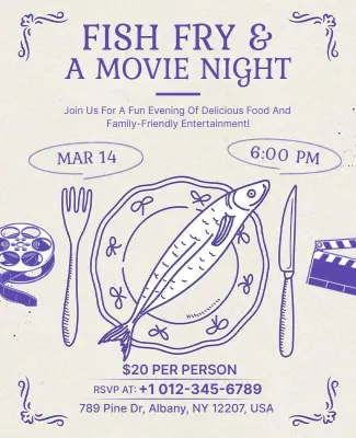 Fish Fry and Movie Night Flyer Template