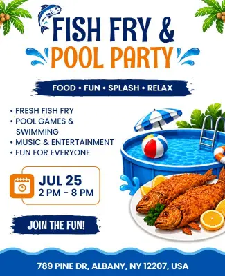 Fish Fry and Pool Party Event Flyer Template