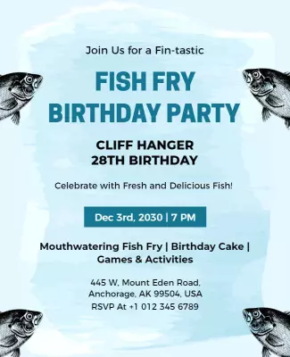 Fish Fry Birthday Celebration Flyer Template