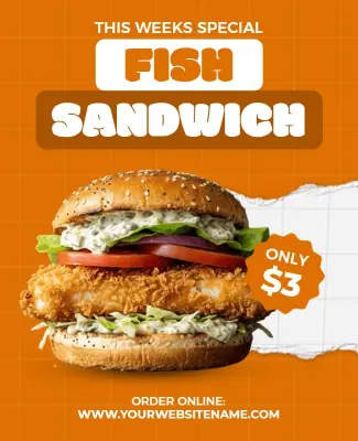 Fish Sandwich Special Offer Poster Template