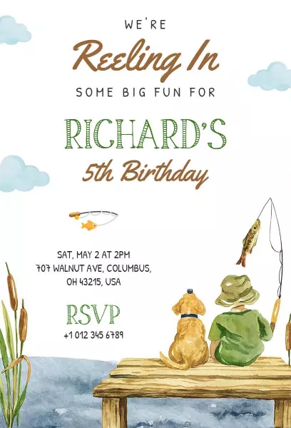 Fishing Adventure Birthday Celebration Invitation Template
