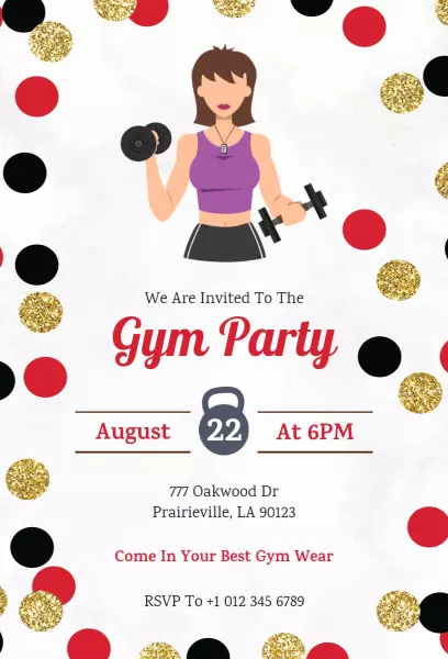 Fit and Fun Gym-Themed Workout Party Invitation Template
