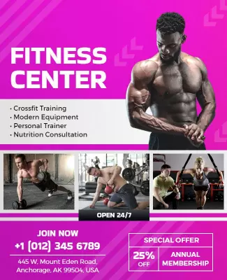 Fitness Center Training and Membership Flyer Template