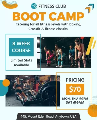 Fitness Club Boot Camp Course Flyer Template