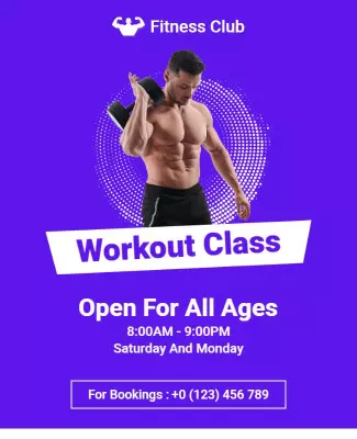 Fitness Club Workout Class Flyer Template