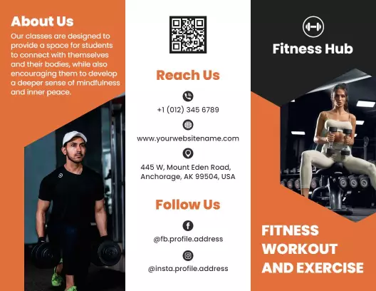 Fitness Hub Workout and Exercise Class Brochure Template