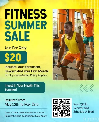 Fitness Summer Sale Promotion Flyer Template