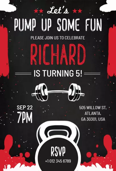Fitness Themed Fun Birthday Celebration Invitation Template