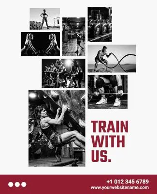 Fitness Training and Gym Workout Photo Collage Poster Template