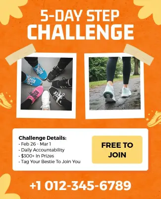 Five Day Fitness Step Challenge Flyer Template