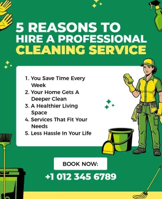 Five Reasons to Hire Cleaning Services Poster Template