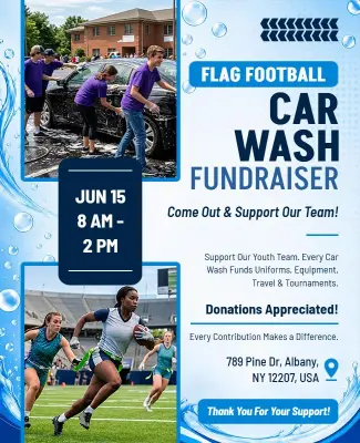 Flag Football Car Wash Fundraiser Flyer Template
