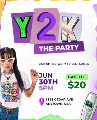 Flashback Y2k Era Party Flyer Template