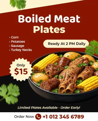 Flavorful Boiled Meat Plates Promotion Flyer Template