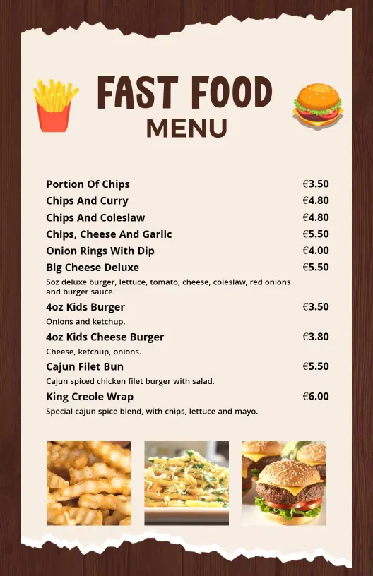 Flavorful Chips with Curry and Garlic Cheese Fast Food Menu Template