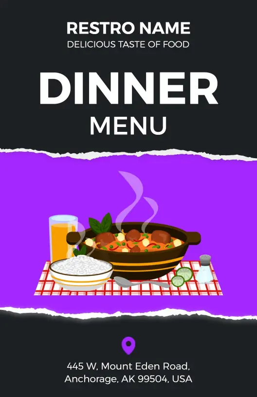 Flavorful Dinner Entrées and Appetizers for Memorable Meals Menu Template