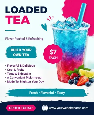 Flavorful Loaded Tea Promotional Flyer Template