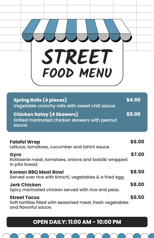Flavorful Meat Bowls Featuring Korean and Jerk Styles Street Food Menu Template