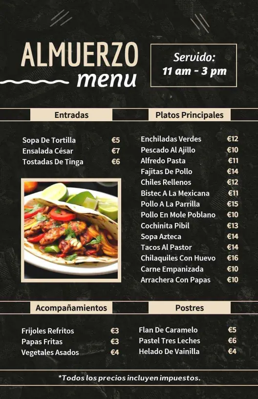 Flavorful Mexican Tacos and Authentic Dishes Lunch Menu Template