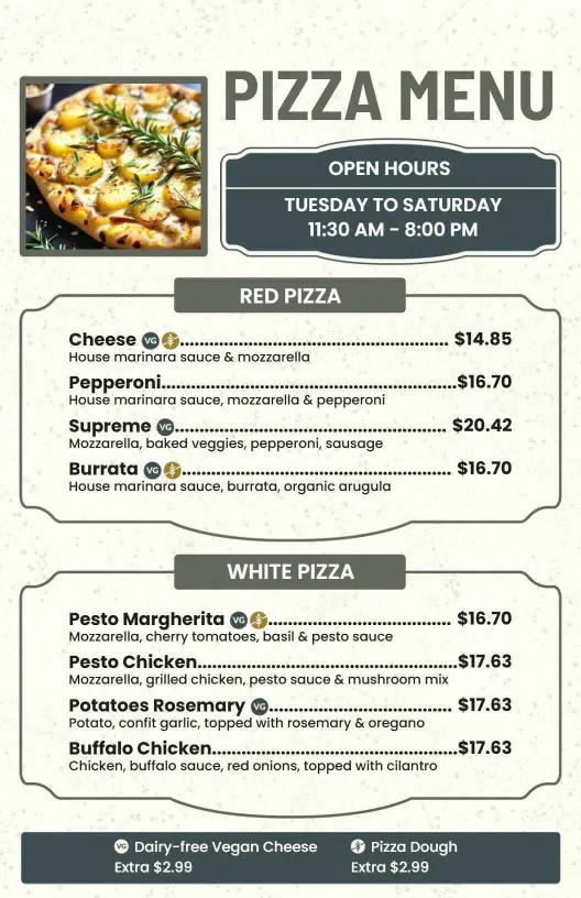 Flavorful Mozzarella and Pepperoni Creations Pizza Menu Template