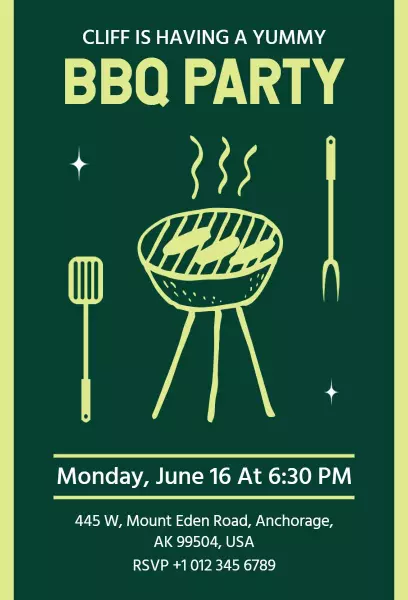 Flavorful Outdoor Summer BBQ Party Celebration Invitation Template