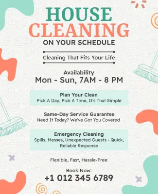 Flexible House Cleaning Service Flyer Template