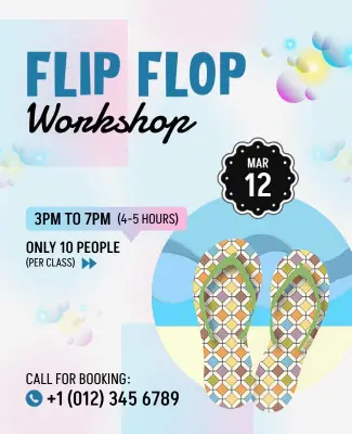 Colorful Playful Flip Flop Workshop Flyer Template
