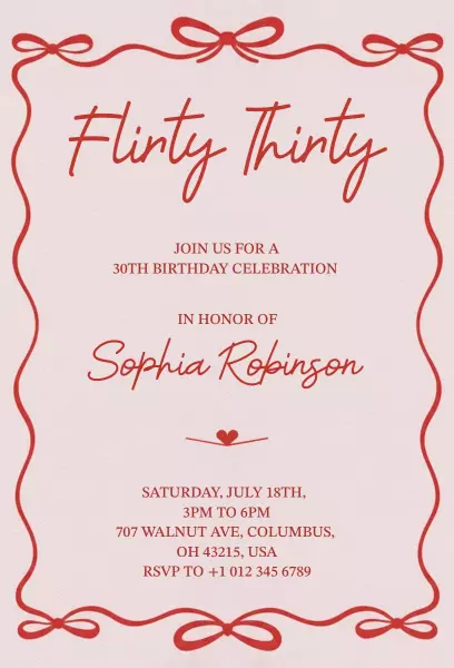 Flirty Thirty Festive Birthday Celebration Invitation Template