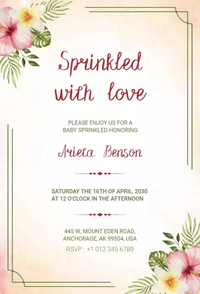 Floral Baby Sprinkle Celebration Invitation Template