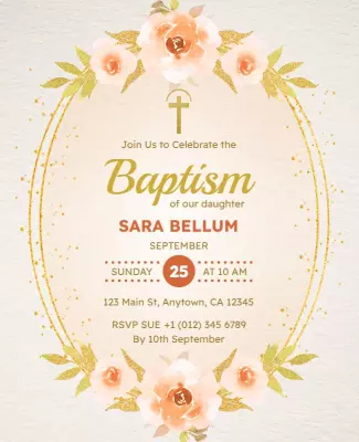Floral Baptism Celebration Invitation Flyer Template