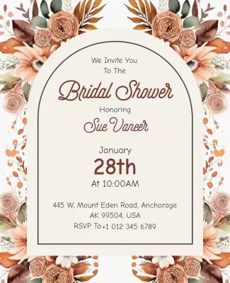 Floral Bridal Shower Invitation Flyer Template