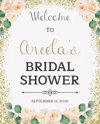 Elegant Floral Gold Bridal Shower Invitation Flyer Template